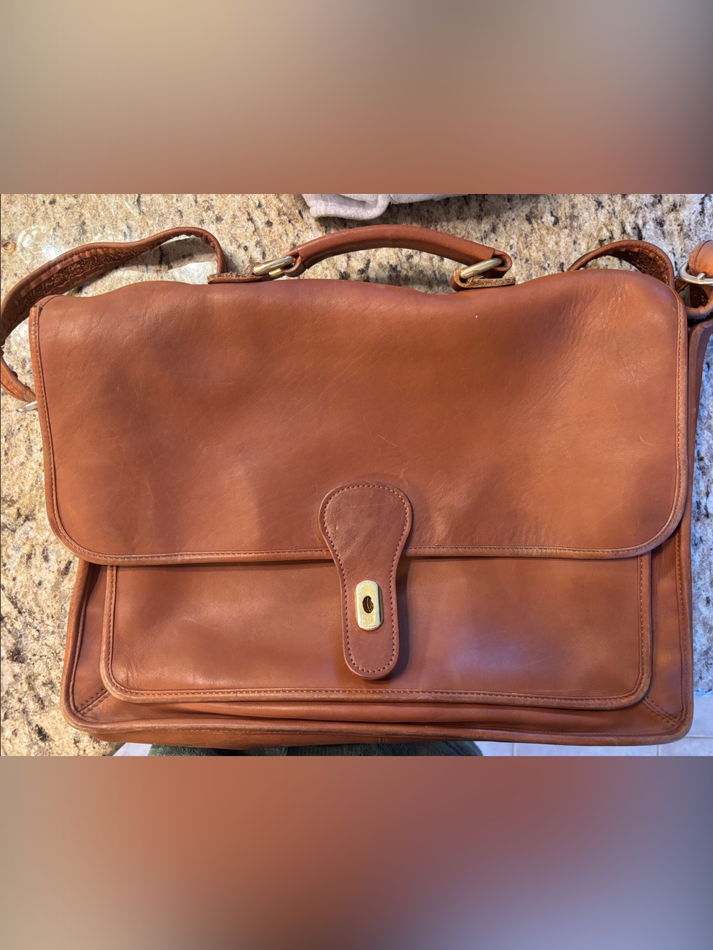 Classic Men's Leather Briefcase in Cognac